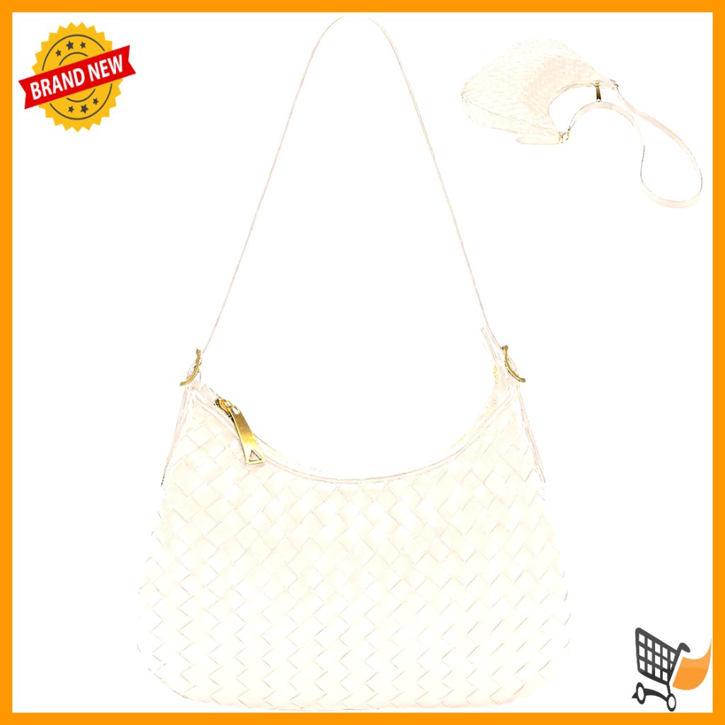 Woven Leather Hobo Bag Crossbody Shoulder Tote Lightweight Zipper Adjustable